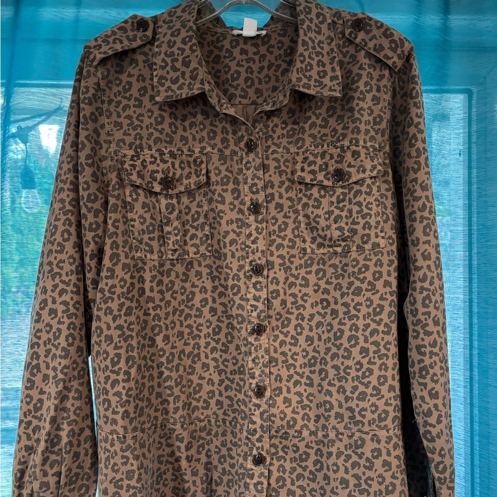 Tribal Jean Cheetah Print Peplum Blouse